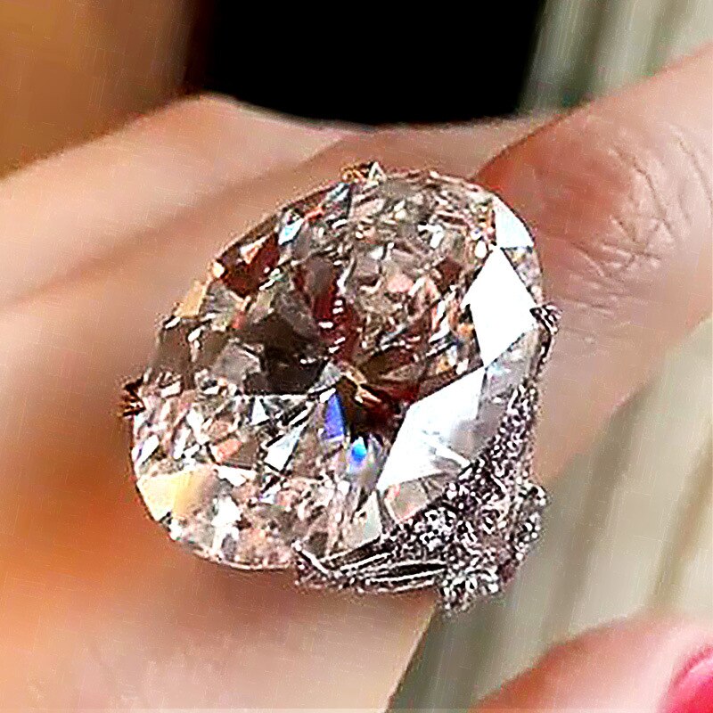 Luxe Vrouwelijke Grote Ovale Crystal Rhinestone Engagement Ring Leuke Zilveren Zilveren Zirkonia Steen Ring Vintage Trouwringen Voor Vrouwen: 6