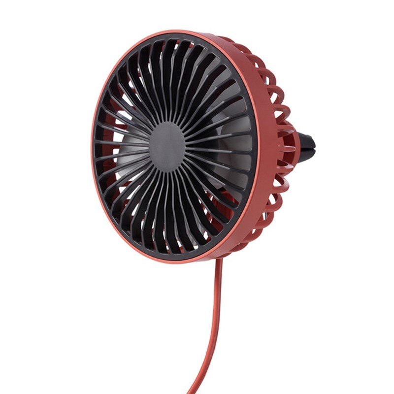 Car Cooling System USB Fan Mini 360 Degree Rotation With Night LED Light Automobile Powerful Wind Mute Mounted Cooling Fan: Red