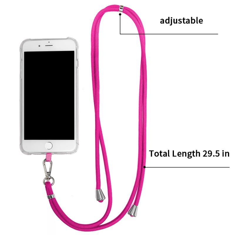 Universele Mobiele Telefoon Siliconen Case Shell Patch Lanyard Afneembare Verstelbare Nylon Hals Lanyard Pols Touw Veiligheid Anti-Verloren: 05 red