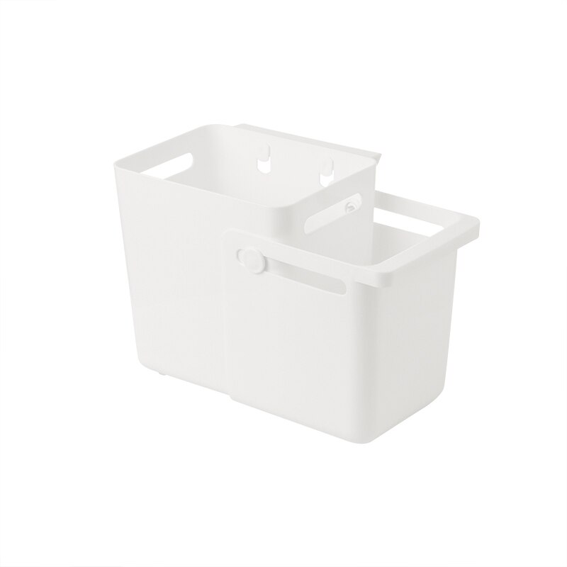Hanging Trash Can Retractable Punch-free Wall-Mounted Garbage Can for Kitchen Wet and Dry Classification Useful: White
