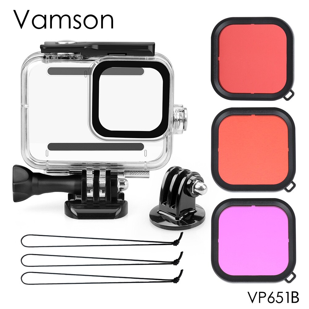 Vamson – coque étanche sous-marine noire pour GoPro Hero 8, 45m, étui de protection de plongée, support pour Go Pro 8, accessoire VP651: VP651B