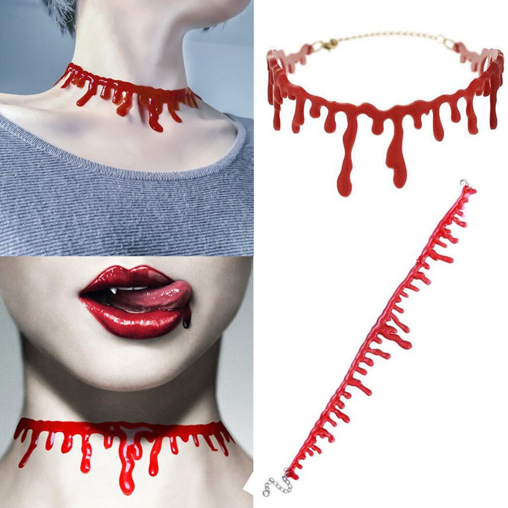 Mode-sieraden Ketting Punk Party Ketting Halloween Deathrock Charm Jurk Bal Blood Red Stitch Choker Mode Kettingen