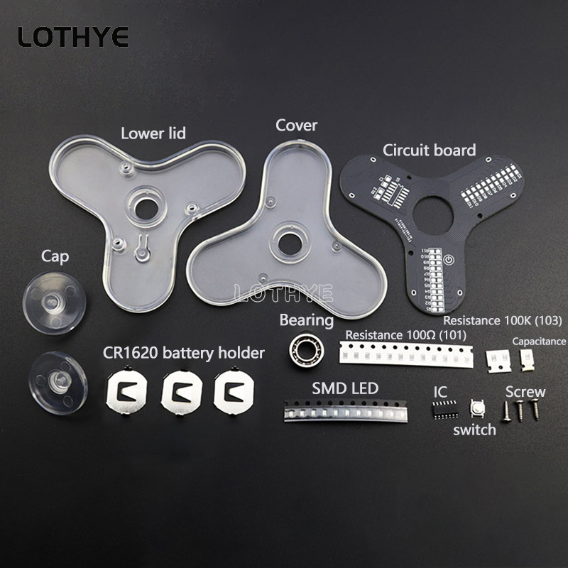 LED Fidget Spinner Herstellung Lautsprecher Atmosphäre DIY Electron Kit 3-Blatt leuchtender Fingerspitzen-Gyro RG550 DIY Teile Lötset
