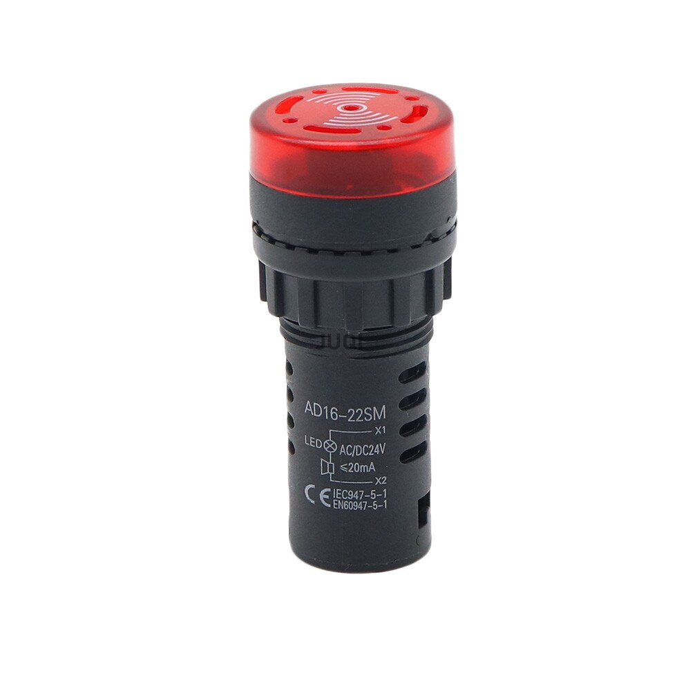 10PCS AD16-22SM Audible and visual alarm 12V 24V 110V 220V 22mm Flash Signal Light LED Active Buzzer Beep Indicator: Red / 220V