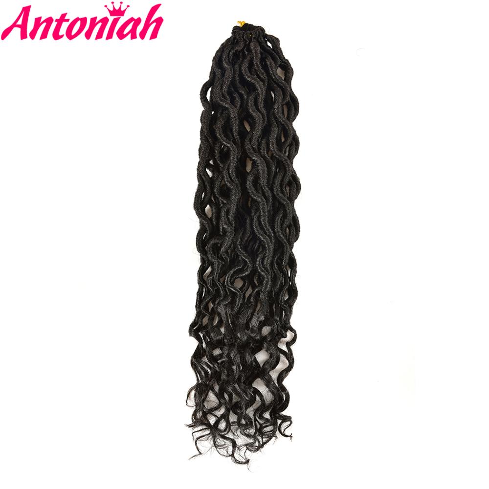 Antoniah 1b Hair Soft Crochet Hair Braids 18 Inch Faux Locs Curly Synthetic Hair Pre Loop Crochet Braiding Hair 24strands/pack