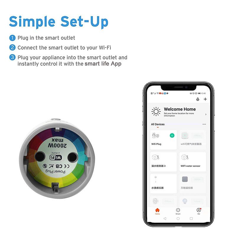 NEO Coolcam inteligentna wtyczka EU Wifi Tuya praca z Alexa Google Dom przełącznik zdalnego sterowania mini gniazdo z funkcją pomiaru czasu