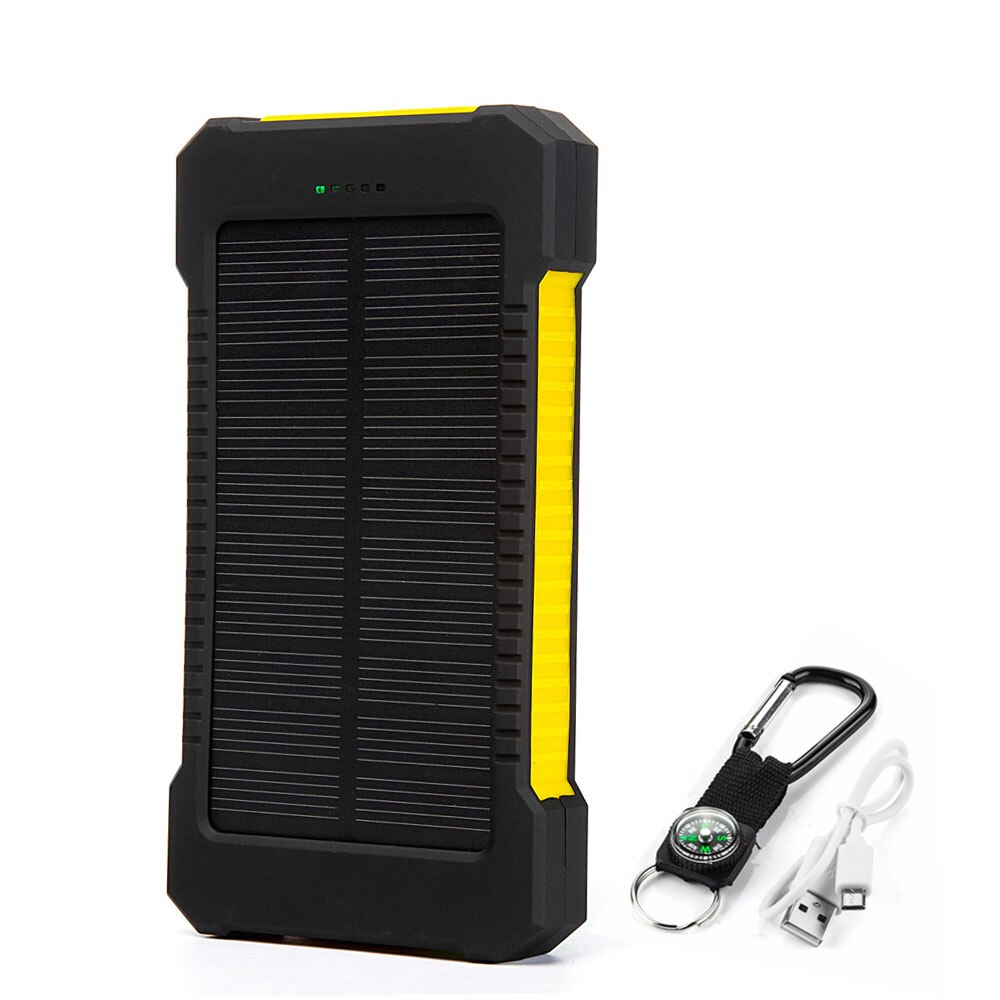 20000 mah Tragbare Solar- Energie Bank Wasserdichte Externe Batterie Sicherung Energie 20000 mah Telefon Batterie Ladegerät LED Pover Bank: Gelb