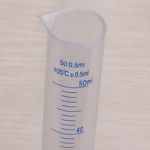 Affordable 50 ml Transparent plastic graduated tube.