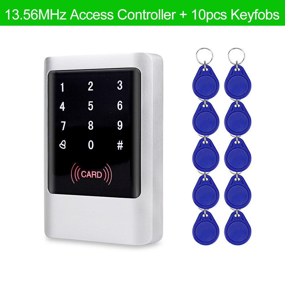 Metal vandtæt rfid 125 khz  or 13.56 mhz selvstændig adgangskontrol tastatur med touch screen panel  + 10 stk fjernbetjeninger: M1 ic med 10 nøgle