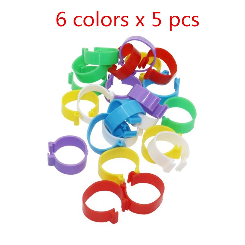 25Mm Pluimvee Voet Ring Kip Eend Gans Vogels Voeden Levert 6 Kleuren Gesp Type Clip Ringen Boerderij Apparatuur 30 stuks: 6 colors x 5 pcs