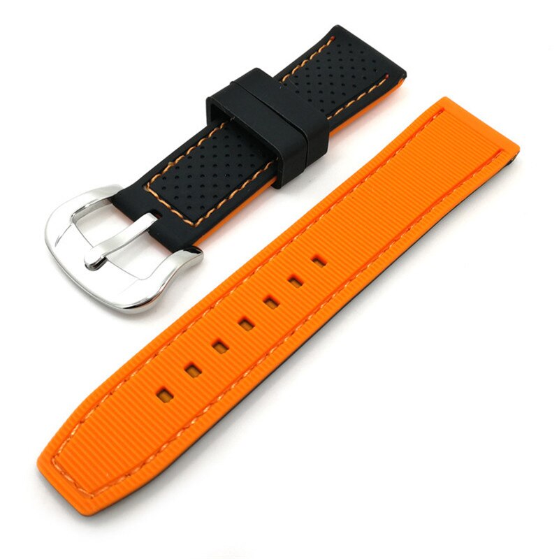 Genérico pulseira de silicone borracha pulseiras de relógio 20mm 22mm 24mm à prova dwaterproof água pulseira cinto acessórios: orange / 24mm