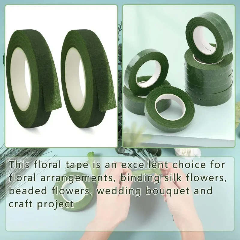 Bouquet Floral Stem Tape DIY Artificial Flowers Bouquets Tape Self-adhesive Wrapping Green Tape for Wedding Party Decor Supplies