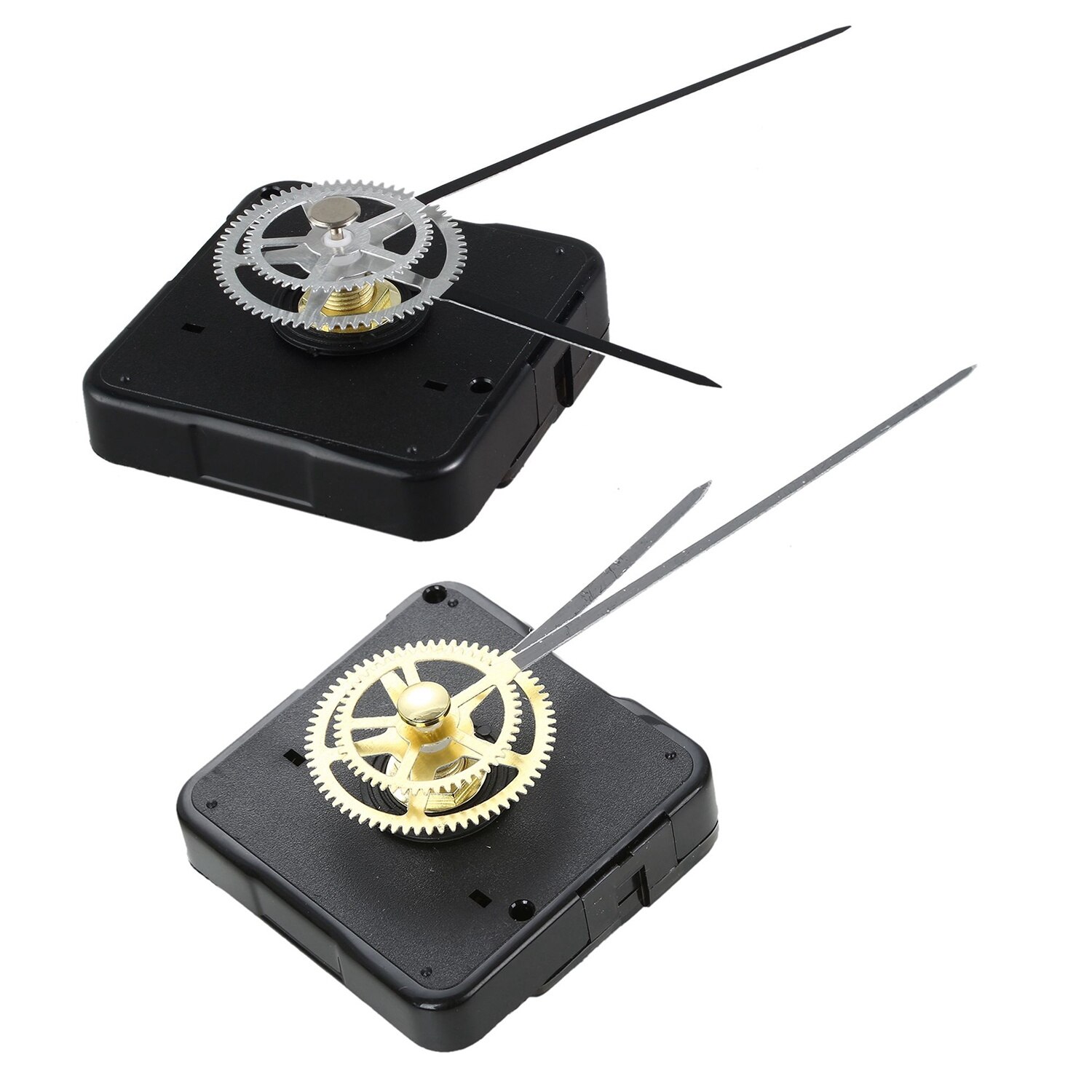 2x Big Pointer Clock Plastic+Metal Texture Gear Wall Clock Wall Clock Movement Black & Gold & Black & Silver