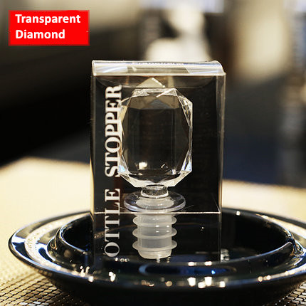 Tapón de botella de vino Animal, tapón de silicona para champán, tapa con sello para perro y gato bonito: 1pc trans diamond