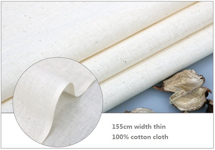 Tela Gris, color blanco natural, tela de algodón, tela de bordado de teñido para ropa de vestir, matiral de costura DIY: 155cm Medium cotton