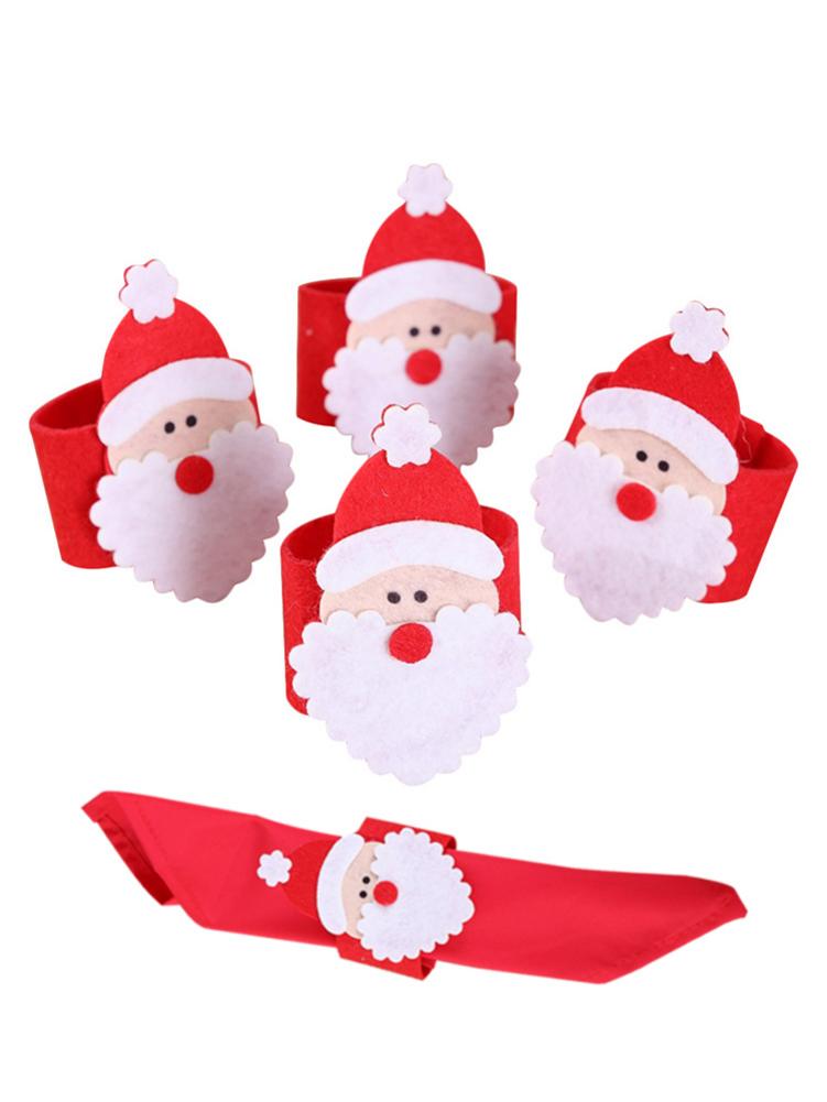 4PCS Kerstman Servet Ring niet-geweven Kerstman Servet Set Kerstversiering Hotel Servet Gesp Desktop Decoratie