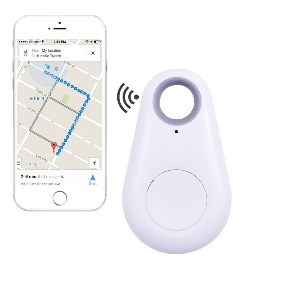 Mini rastreador inteligente de bolsillo antipérdida, inalámbrico por Bluetooth 4,0, localizador GPS, etiqueta, cartera con alarma, llave para perro mascota: Blanco