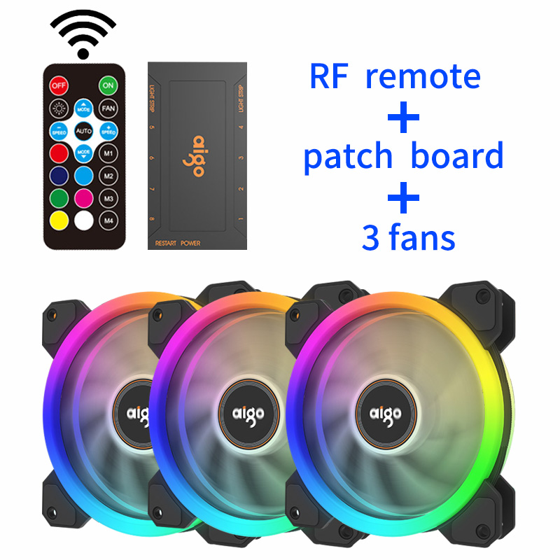 Aigo DR12 PC Cooling Fan 120mm Fan Rgb Fan Mute IR Argb White Blade Cooler Master 120mm Cooler Cooling For Computer Fans: 3in1