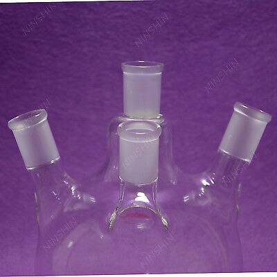 2000 ML, 4 Hals, 24/40, Platte Bodem Kolf, Vier Hals, 2L, lab Glaswerk 24/40