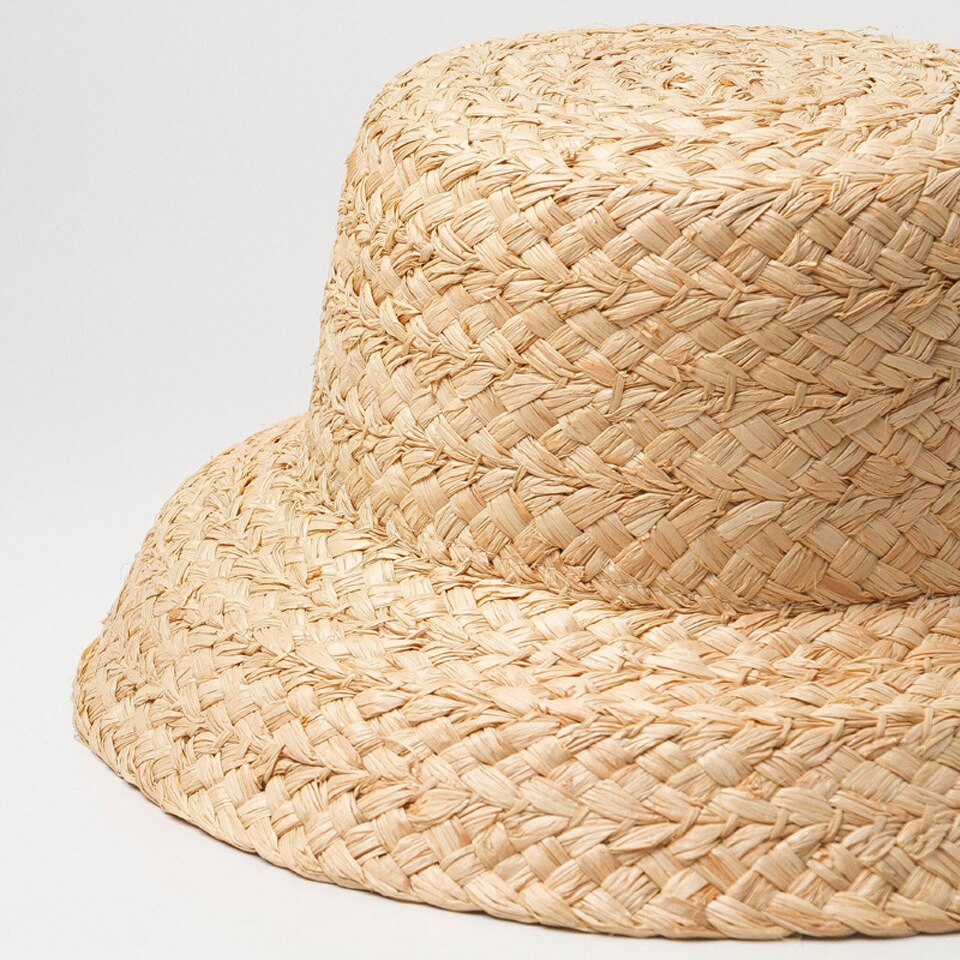 Hand-made Raffia Straw Hat For Kids Retro Flat Top Fold Down Brim Children's straw hat Boys Girls Travel Vacation Raffia Sun Hat