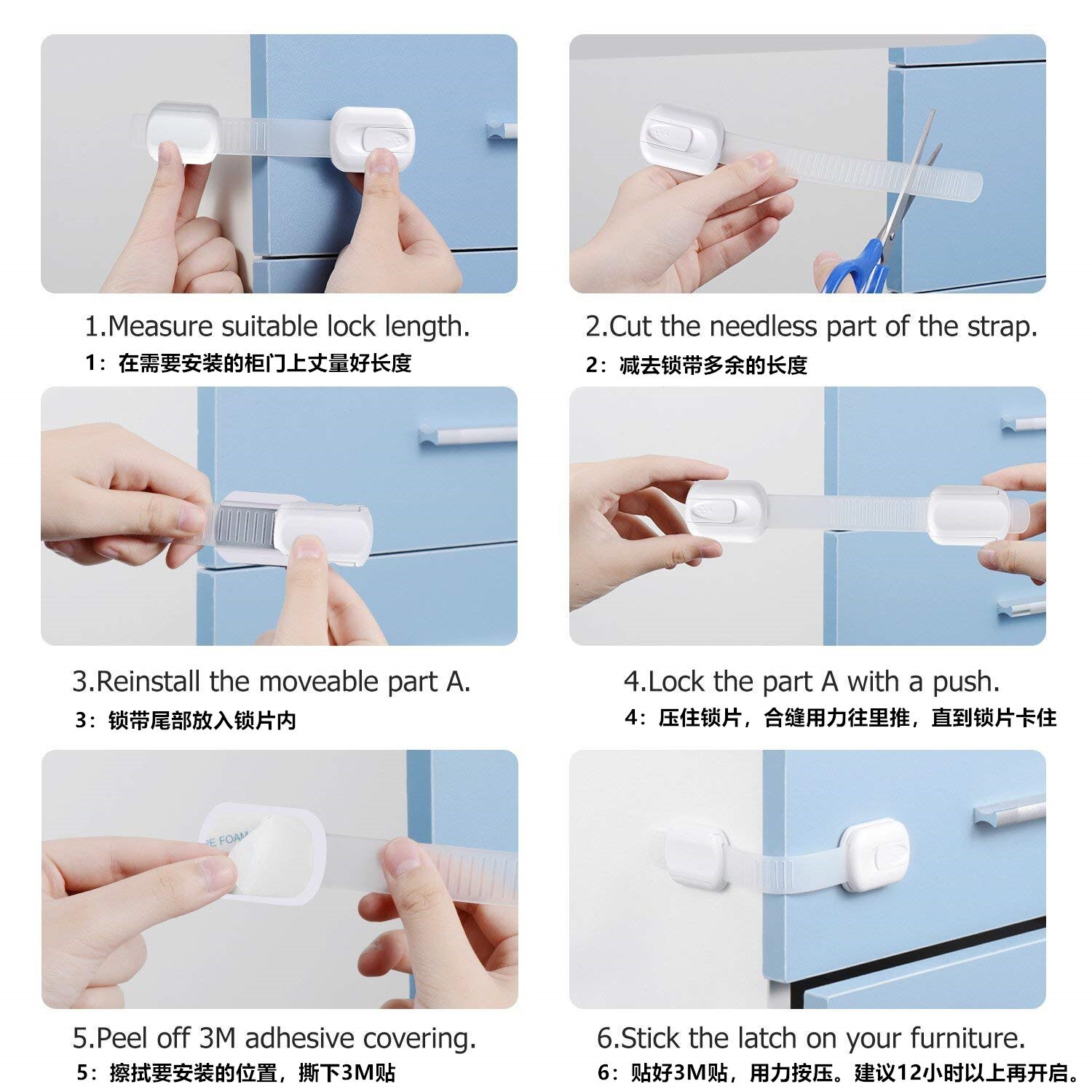 Multi-funcional ajustável bloqueio de segurança para crianças armário gaveta geladeira bloqueio ntdiz1069