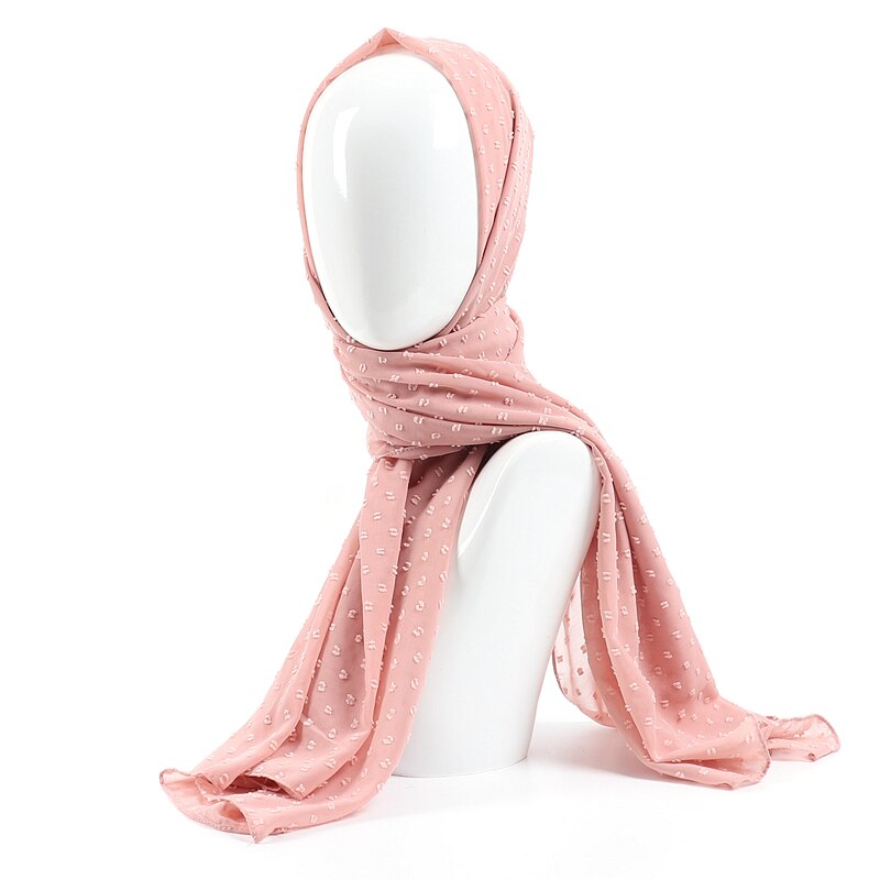 Écharpe longue châle en mousseline de soie | pom bulle, bandeau musulman, maxi points islamiques, écharpe hijab uni: 7 baby pink