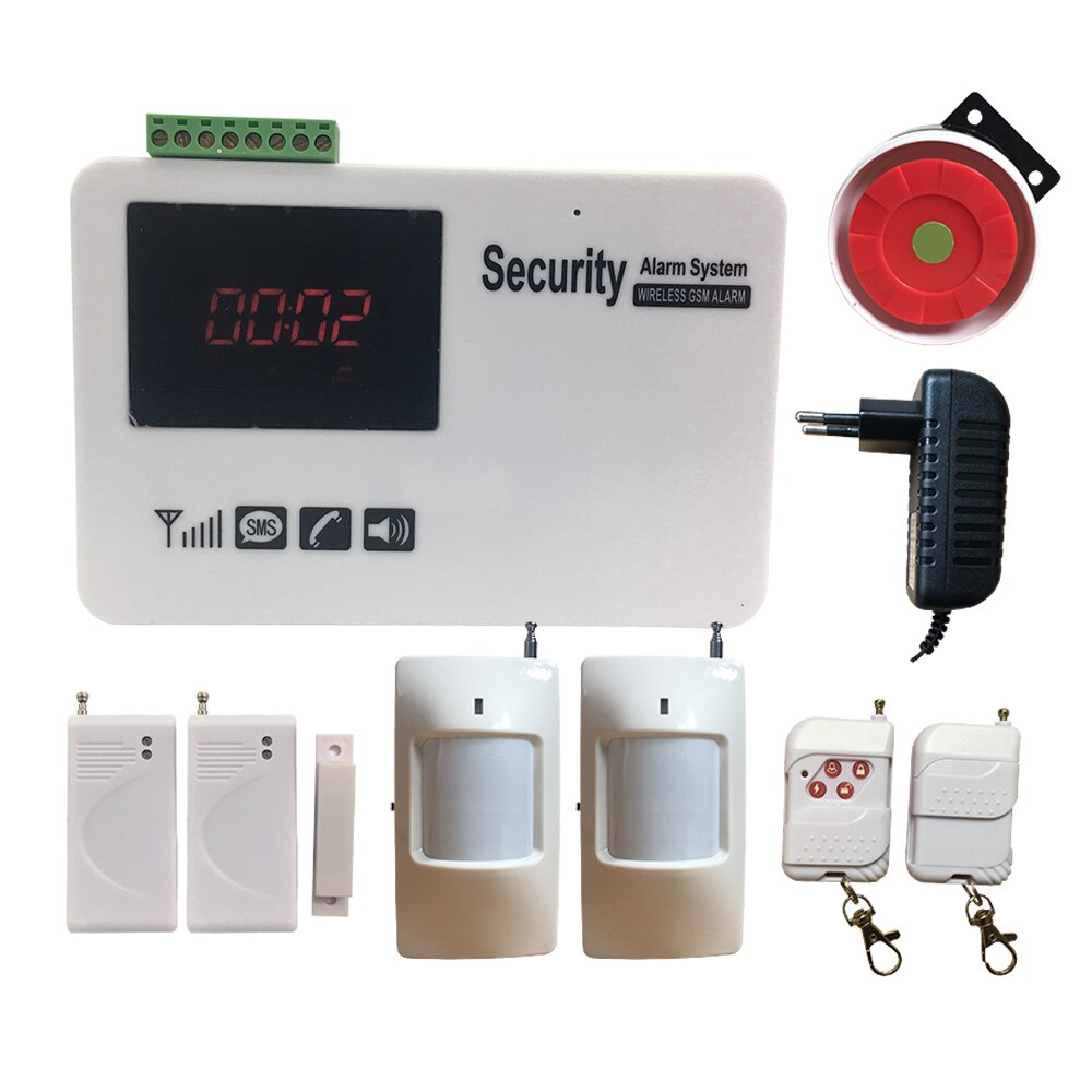Gsm Sms Security Alarm System Screen Touch Wireless Home Alarm System with Motion Detecter DIY Kit: B120-2p2d / EU Plug / English