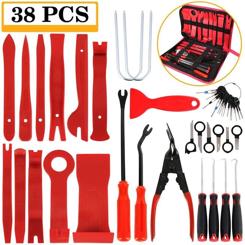 Herramientas de coche, Kit de desmontaje Interior de coche, herramienta de extracción de molduras de plástico, extractor de Clips de coche, herramientas de Panel Diy para juego de extractor de molduras de coche