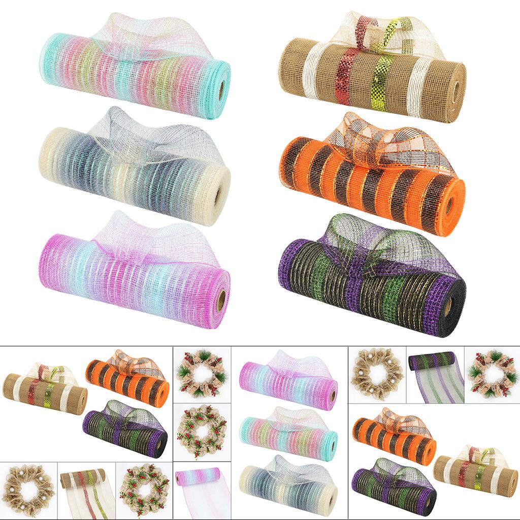 Cinta de malla decorativa de 3 colores, Rollo metálico de 10 pulgadas x 30 pies, para coronas, decoración