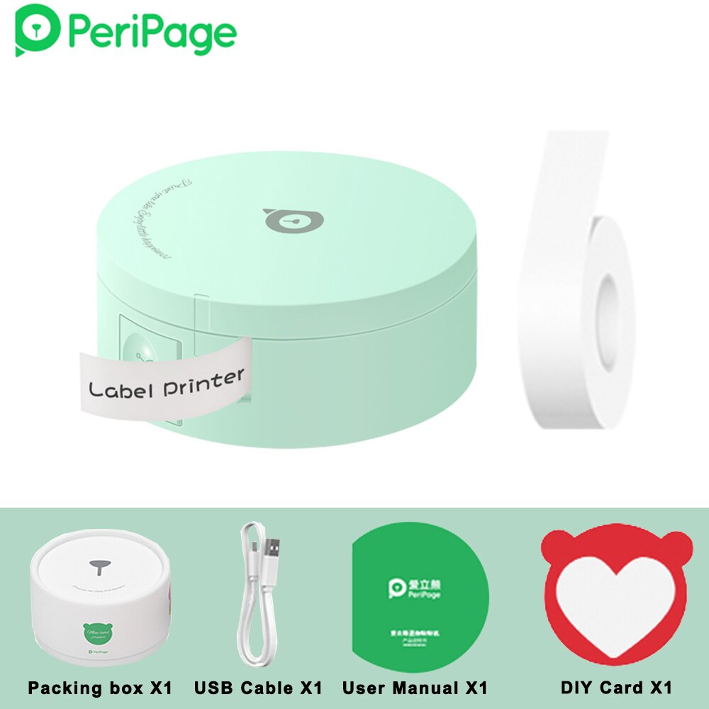 PeriPage L1 Printer Mini Pocket Label Maker Sticker Inkless Portable Thermal Label Printer Bluetooth-compatible: GR-1 Roll Paper