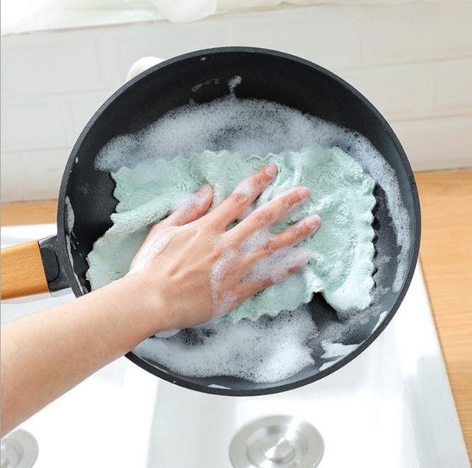 5pcs Rag Cleaning Cloth For Washing Dishs Kitchen Supplies Kitchen Double Side Absorbent Dishcloth Special Soft Kitchen Tool