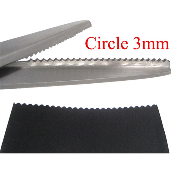 Sewing Cut 23.5cm Zig Zag Dressmaking Tailor Leather Handicraft Fabric Shear Pinking Scissor Textile DENIM DIY Upholstery Tool: Circle3mm
