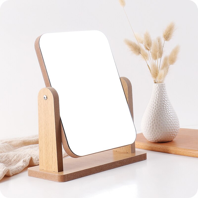 Wooden makeup mirror Rectangle desktop Princess mirror student dormitory desktop cosmetics beauty mirror XI3161104