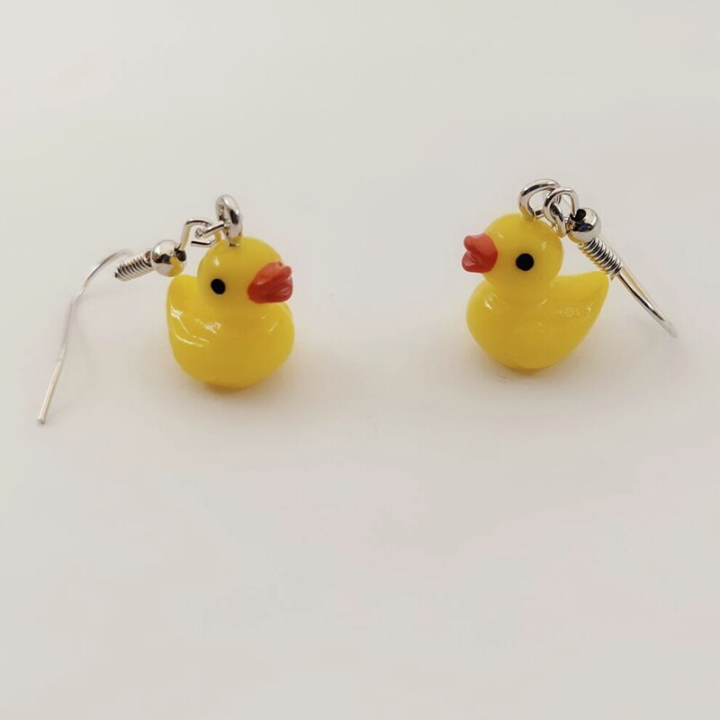 Pendientes divertidos de acrílico para mujer, aretes con colgante de pato naranja y amarillo, para niño, joyería al por mayor: Style-10