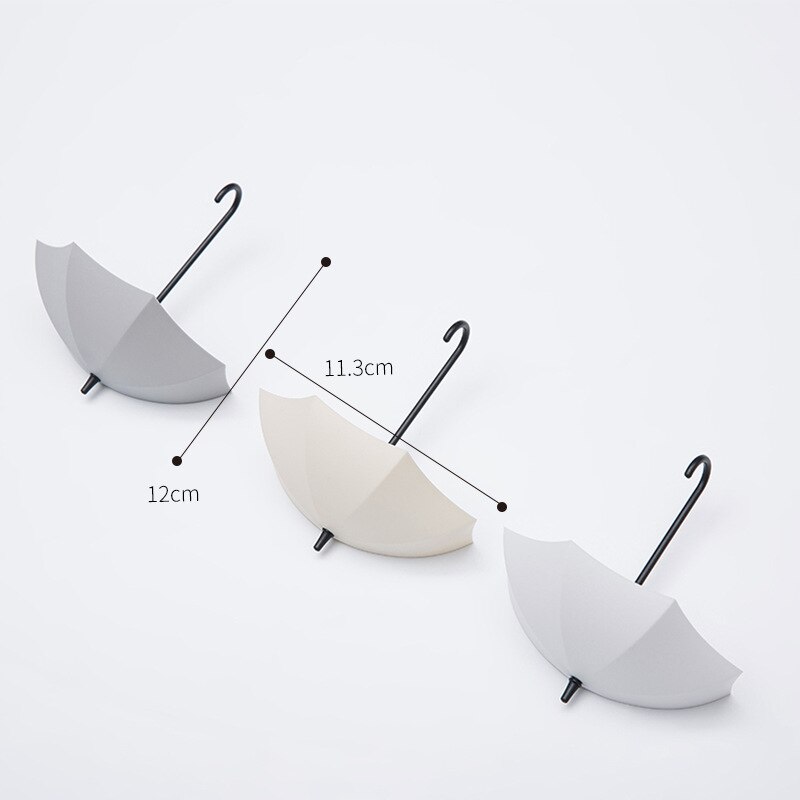 3Pcs/Lot Umbrella Shaped Hook Key Soap Towel Lipstick Small Items Storage Kitchen Bathroom Wall Mounted DIY Decor Hook: Beige white gray