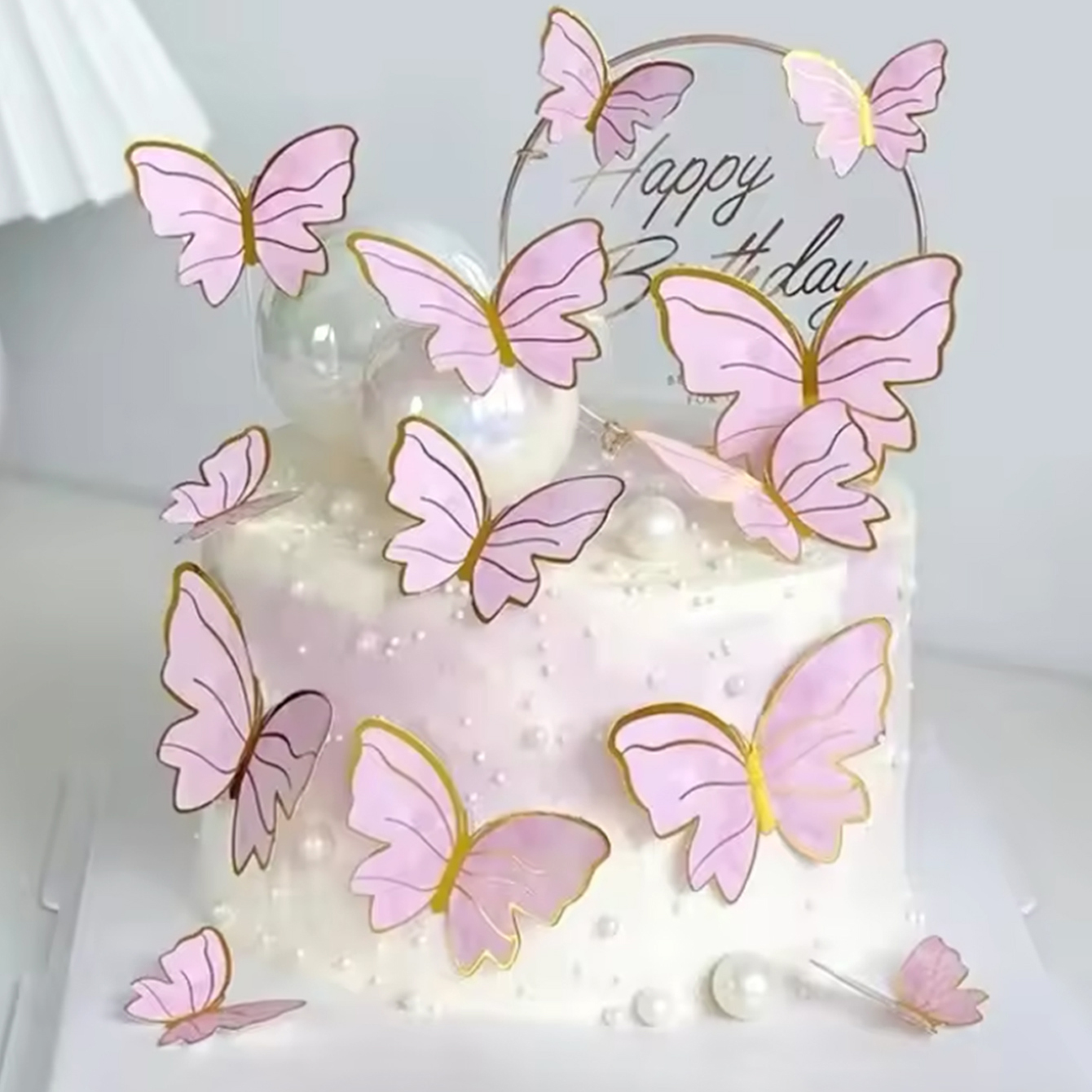 50 Uds. De decoración para tarta de mariposa rosa, azul y púrpura para el Día de San Valentín, boda, de cumpleaños, decoraciones para pasteles DIY
