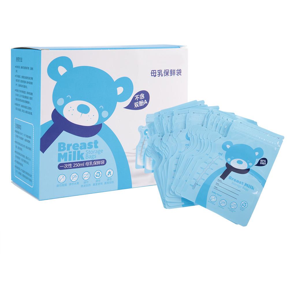 30PCS 250ML Baby Food Storage Breast Milk Storage Bag Disposable BPA Free Baby Safe Feeding Breast-milk Sealed Bag: Green