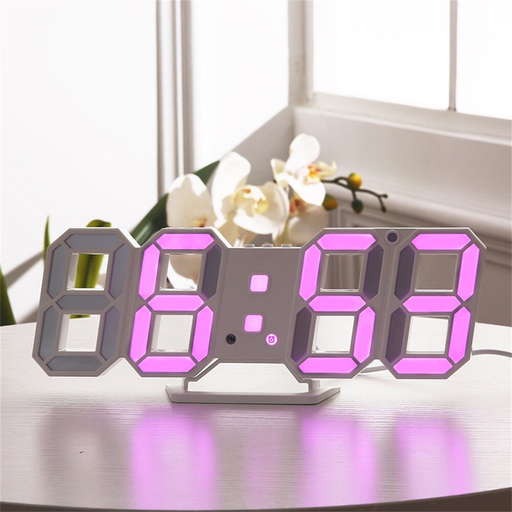 Digitale 3D Led Wekker Elektronische Bureau Tafel Klokken Met Grote Temperatuur Voor Thuis Woonkamer Decor Muur Opknoping Klok