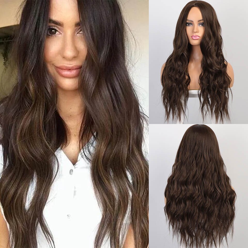Pelucas bonitas de pelo largo ondulado para mujer, pelucas sintéticas de pelo medio resistente al calor para mujeres negras, pelucas de Cosplay: YST556-8