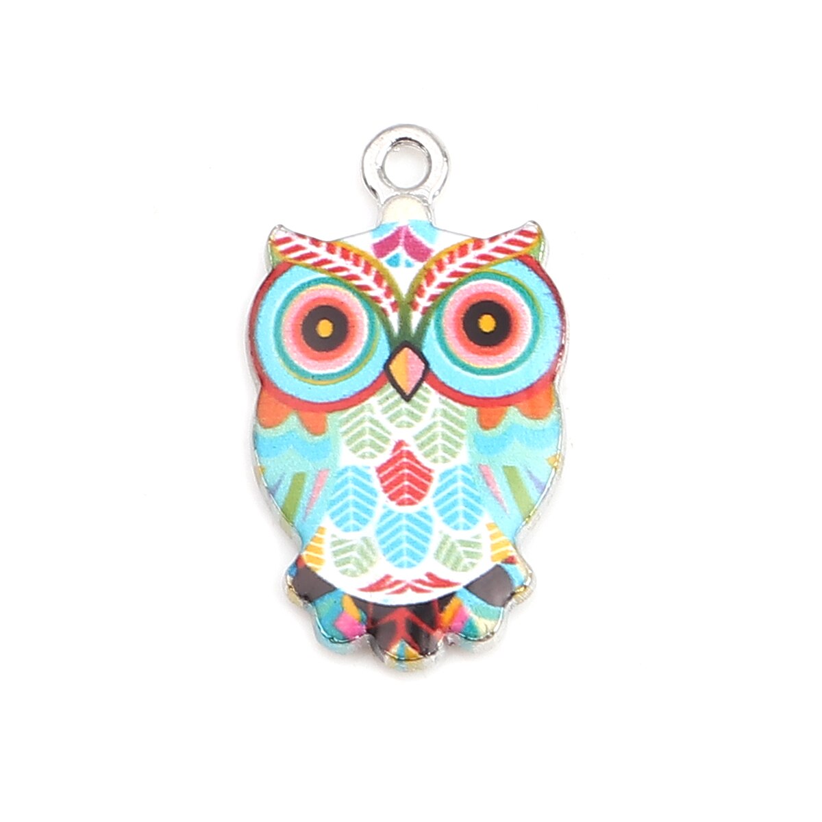 Doreenperles fabrication de bijoux pendentif en alliage Halloween breloques hibou Animal multicolore émail bricolage résultats 23mm x 13mm, 10 pièces: 4