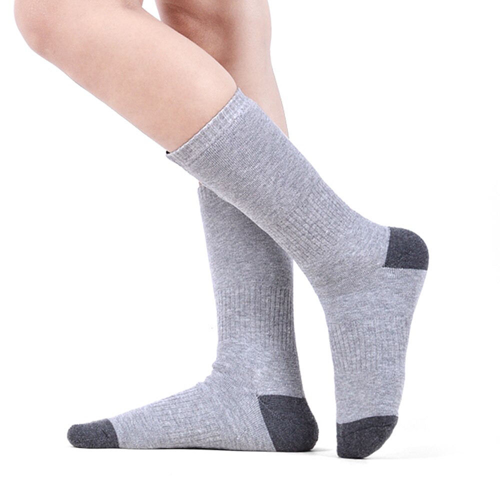 Heated Socks Thicken Warmer Socks Rechargeable Battery Powered Socks Winter Warm High Tube Socks Men Women Ice Fishing Skiing: Grey