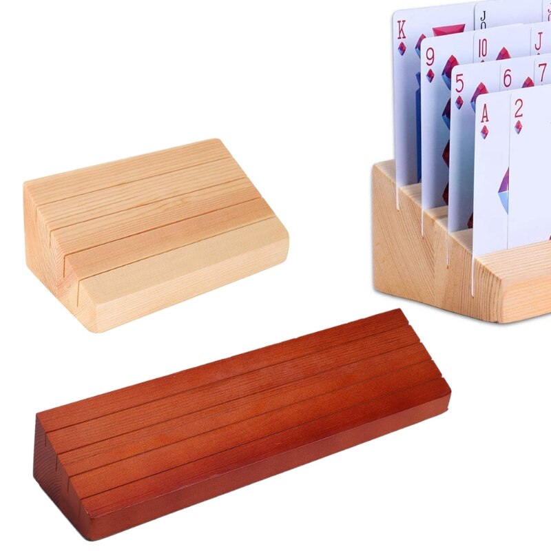 Wooden Playing Card Holder Poker Rack Trays for Organizing Cards on Party Game 77HC