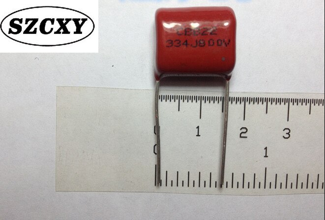 Capacitor 334j 800v 0.33uf p = 15mm do filme do metal de 5 pces cbb