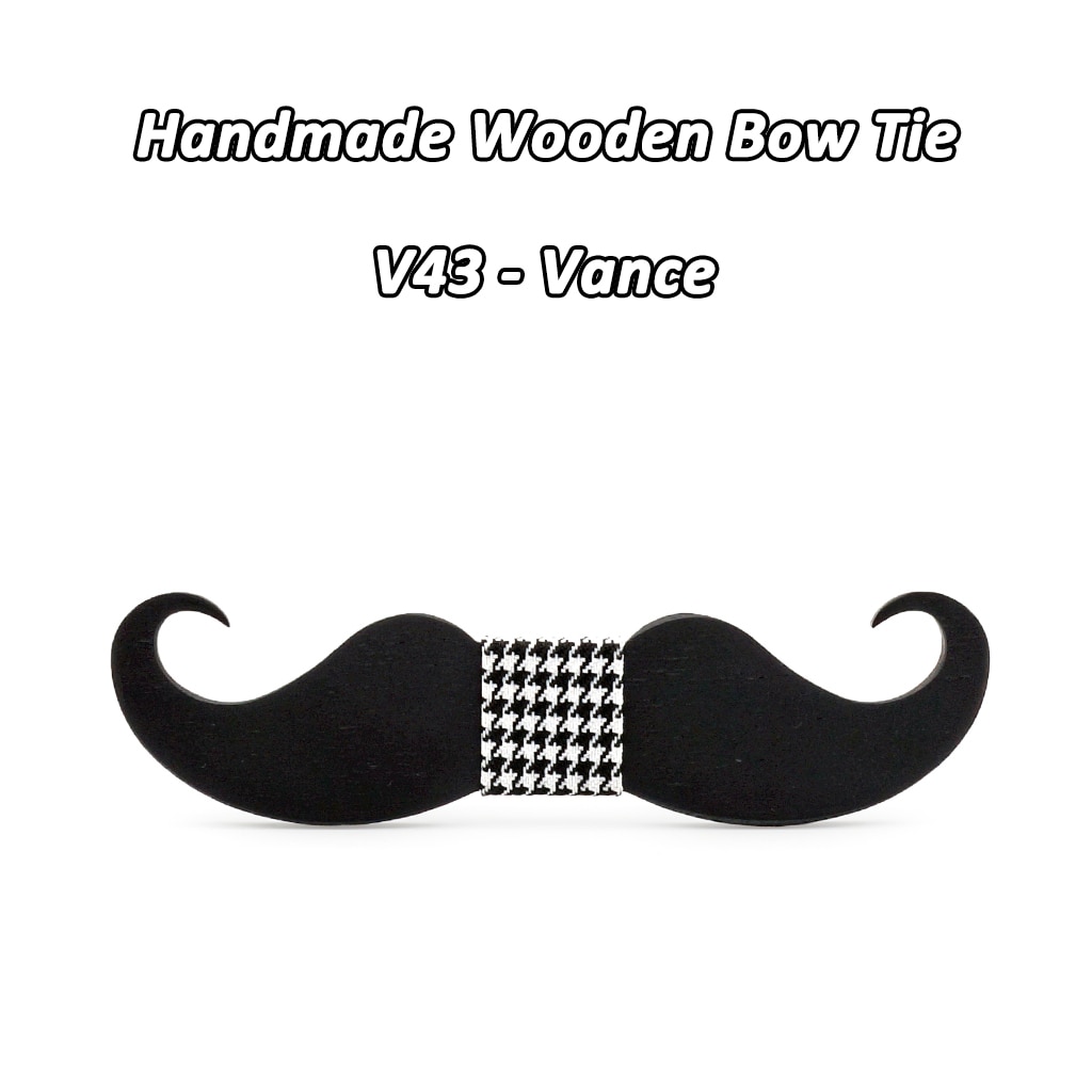 Mahoosive – Nœud papillon moustache en bois, pour hommes, accessoire masculin, fabrication artisanale, nouveauté, ,: V43