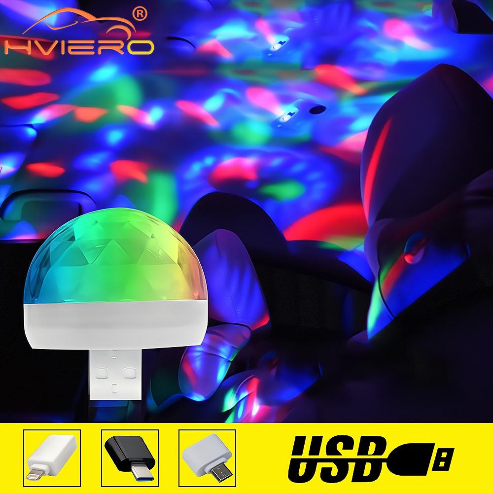Auto USB Umgebungslicht DJ RGB Mini Bunte Musik Klang LED Apfel USB Schnittstelle Party Atmosphäbetreffend Innen Kuppel Stamm Lampe