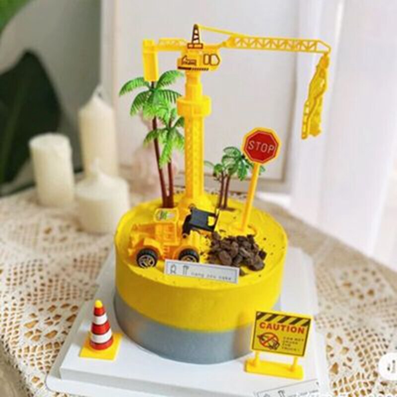 Ingenieurwesen Fahrzeug Kuchen Dekor Graben Maschine Kuchen Deckel Kran Kuchen Dekore Glücklich Geburtstag Party Dekor freundlicher Jungen Geburtstag Spielzeug