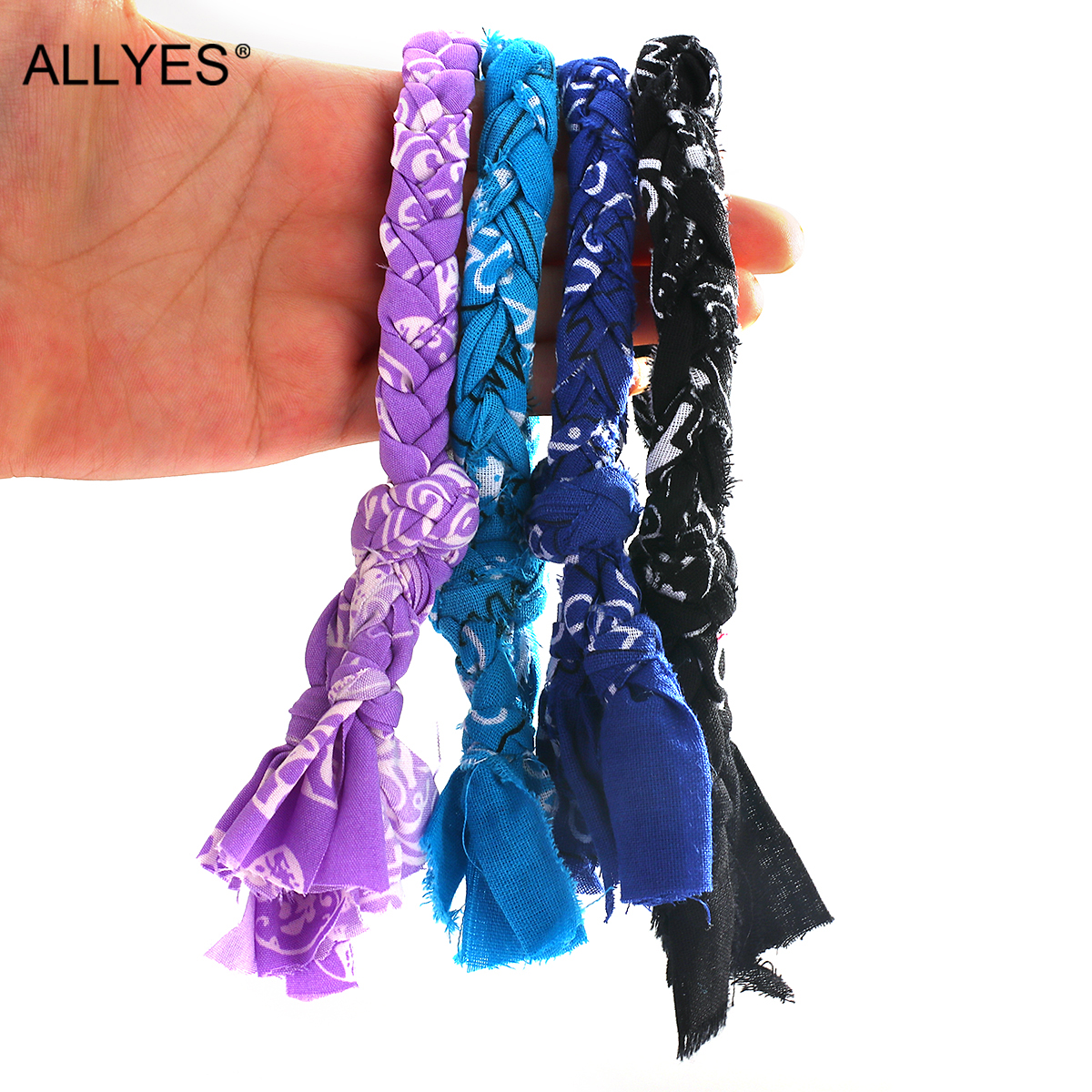 ALLYES – Bracelet Bandana tressé en tissu pour femmes, style bohème, tendance ethnique, noué, bijoux