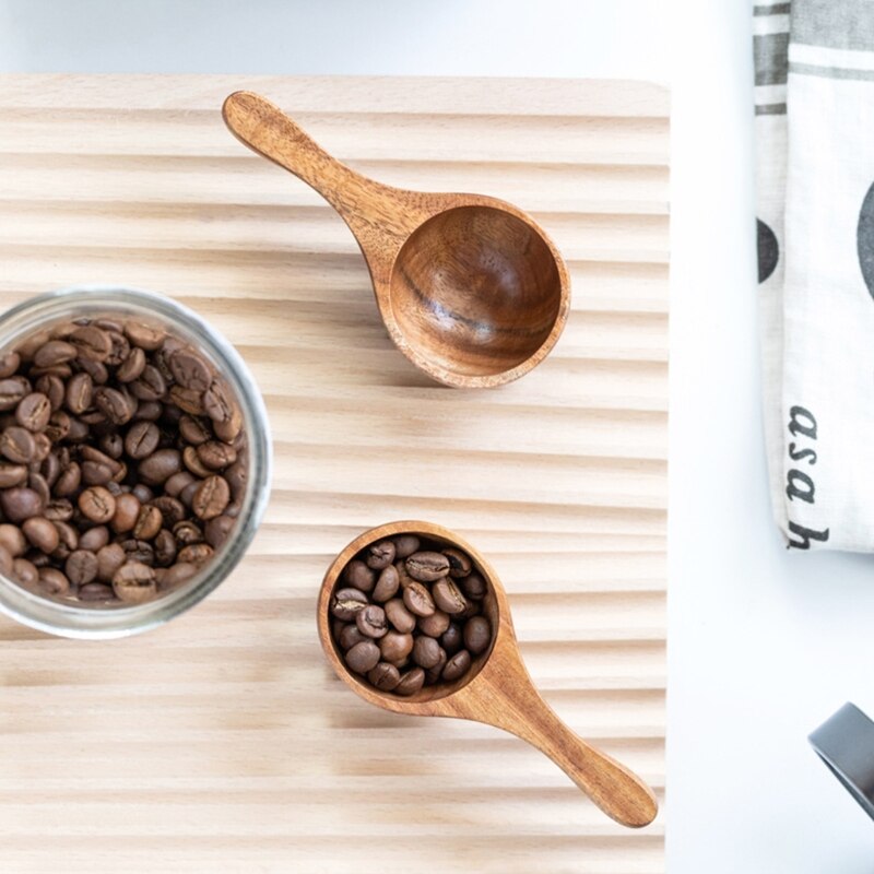 Round Coffee Scoop Wooden Measuring Spoon Measure Tea Scoops Water Ladle for Coffee Beans Ground Beans Tea Coffee Spoon