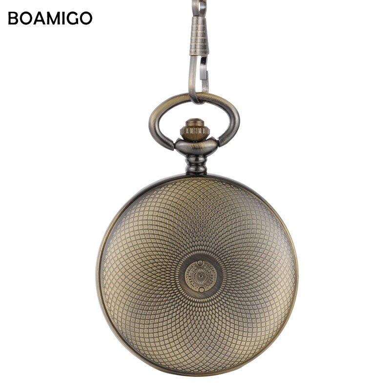 men mechanical watches antique pocket skeleton watches Roman numbers analog display copper chain BOAMIGO reloj hombre