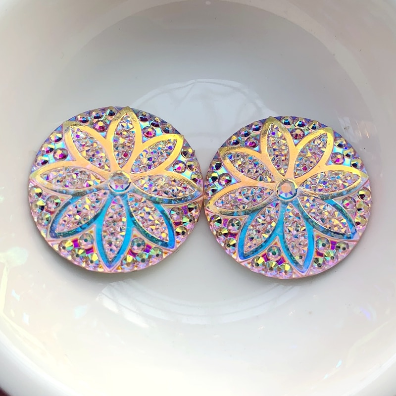 18 stk 25mm blomster rhinsten flad bagside harpiks syet på krystal rhinsten perler diy krystal trim  e884